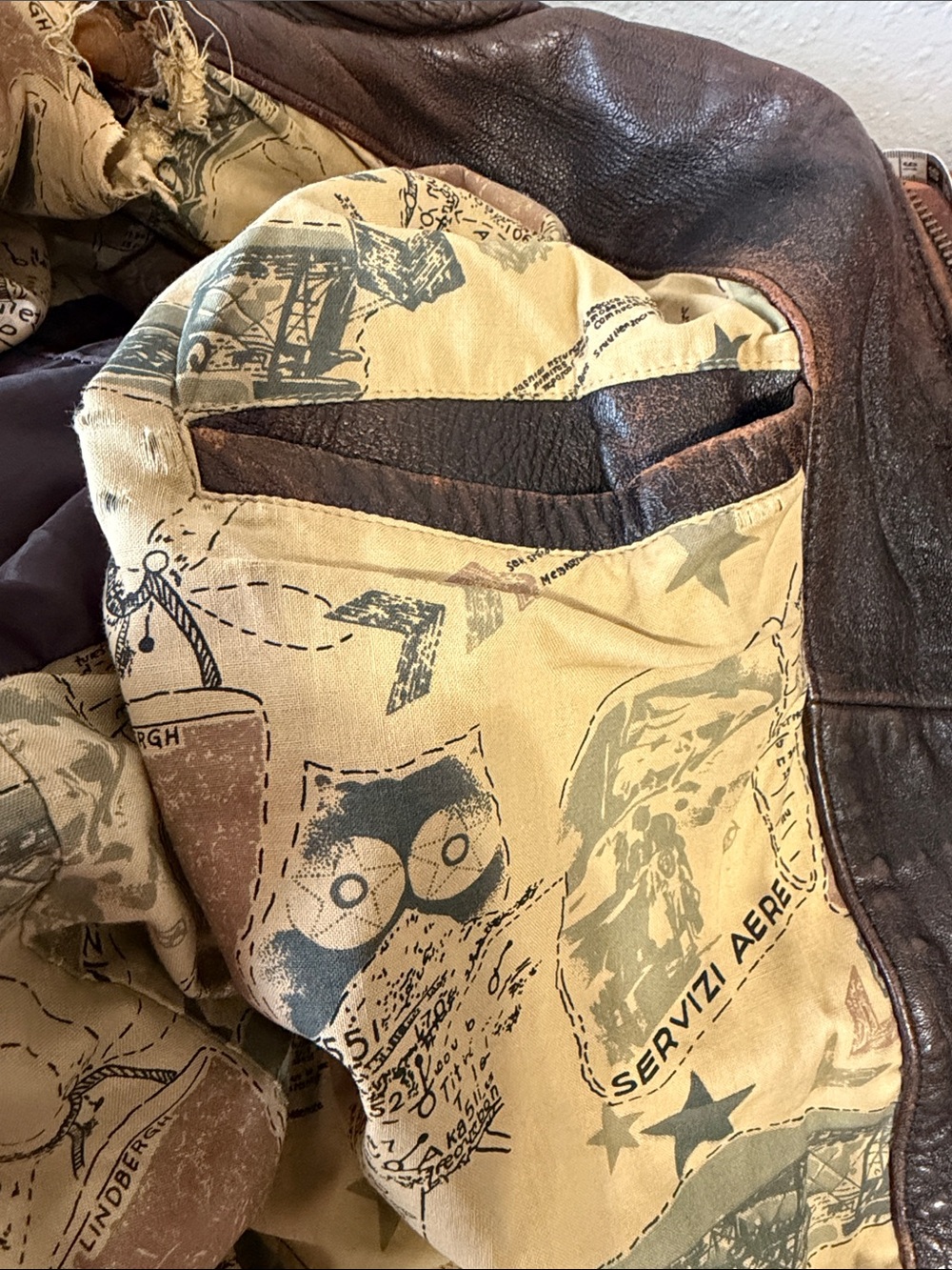 Vintage Brown Leather Jacket unisex Bomber Jacket - Picture 6 of 10